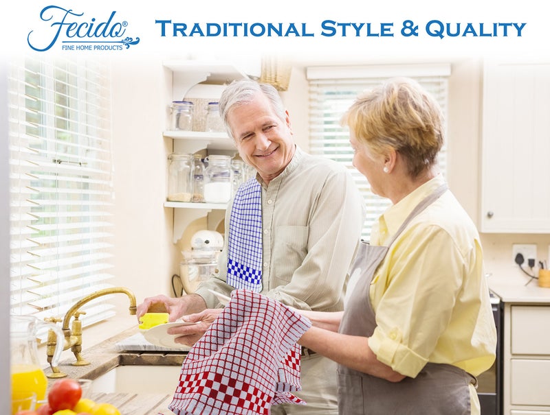Fecido Classic Dark Kitchen Dish Towels with Hanging Loop - Heavy Duty Absorbent Dish Clothes - European Made 100% Cotton Tea Towels - Set of 4, Beige - Image 4